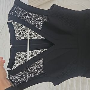 Anne Klein Lace A-Line Stretchy Sleeveless Black Dress